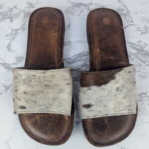 Northern Cattle Rawhide Slides Flip Flops Size 41 (8.5) In Super Condition